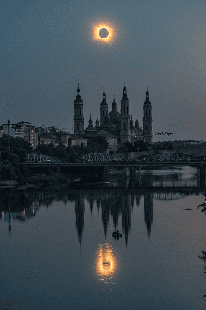 Eclipse do último dia 12 registrado em Zaragoza, Espanha