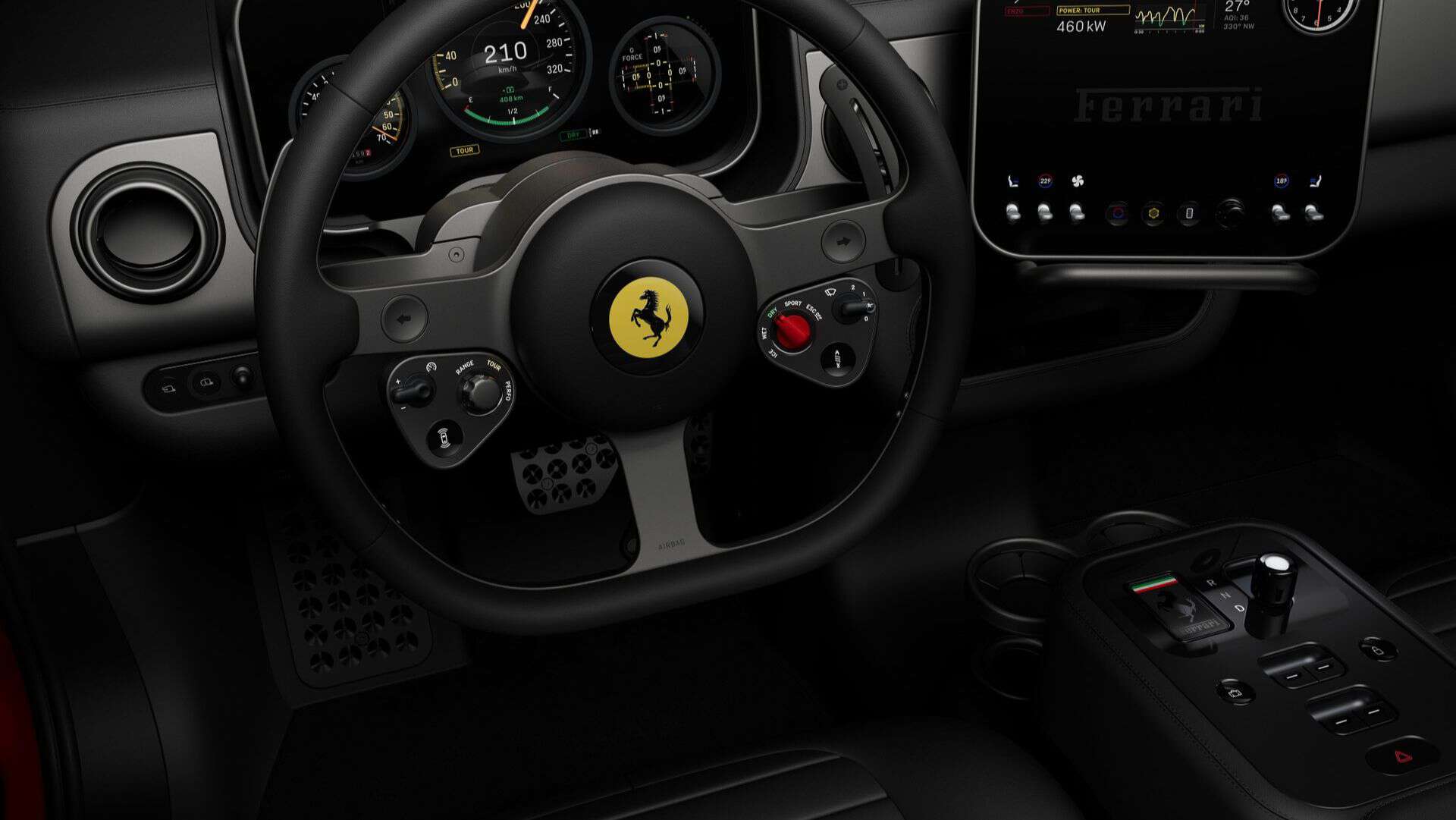 Design do interior do veículo elétrico Ferrari Luce