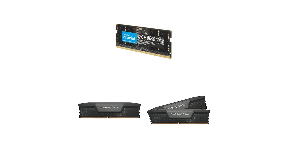 Memórias RAM Crucial e Corsair projetadas para alto desempenho em notebooks e desktops