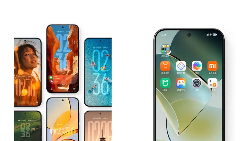 Supostas telas iniciais do sistema HyperOS 4 dos celulares Xiaomi
