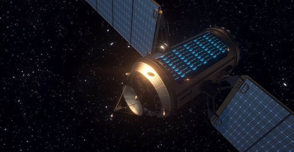 Satélite com data center treinando IA