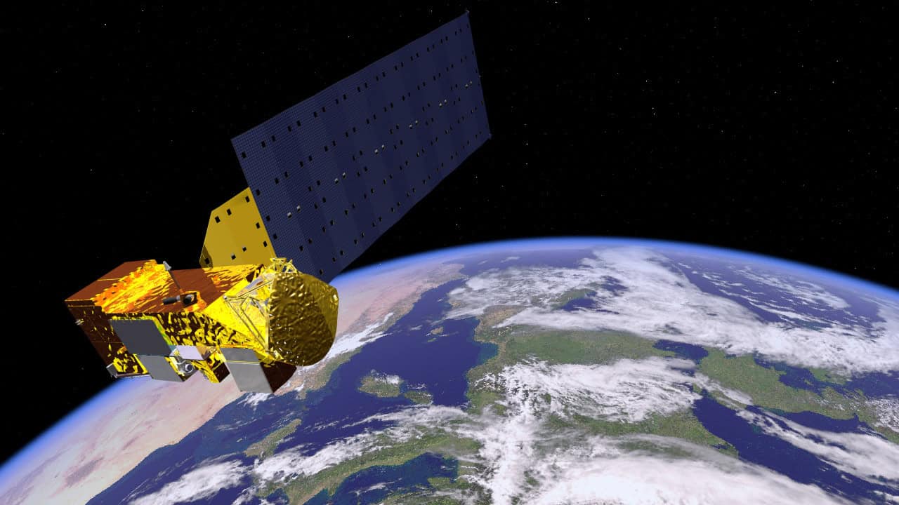 Representação artística do satélite Aqua, da NASA