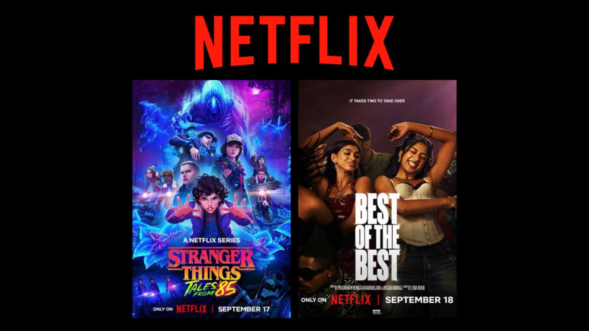 Montagem com pôsteres da série