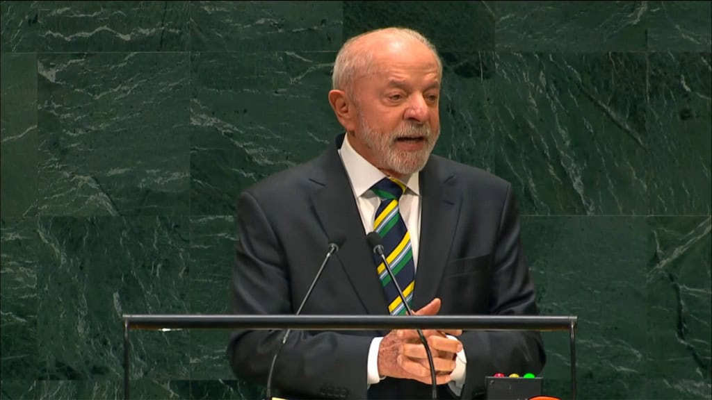 Luiz Inácio Lula da Silva durante discurso na Assembleia Geral da ONU
