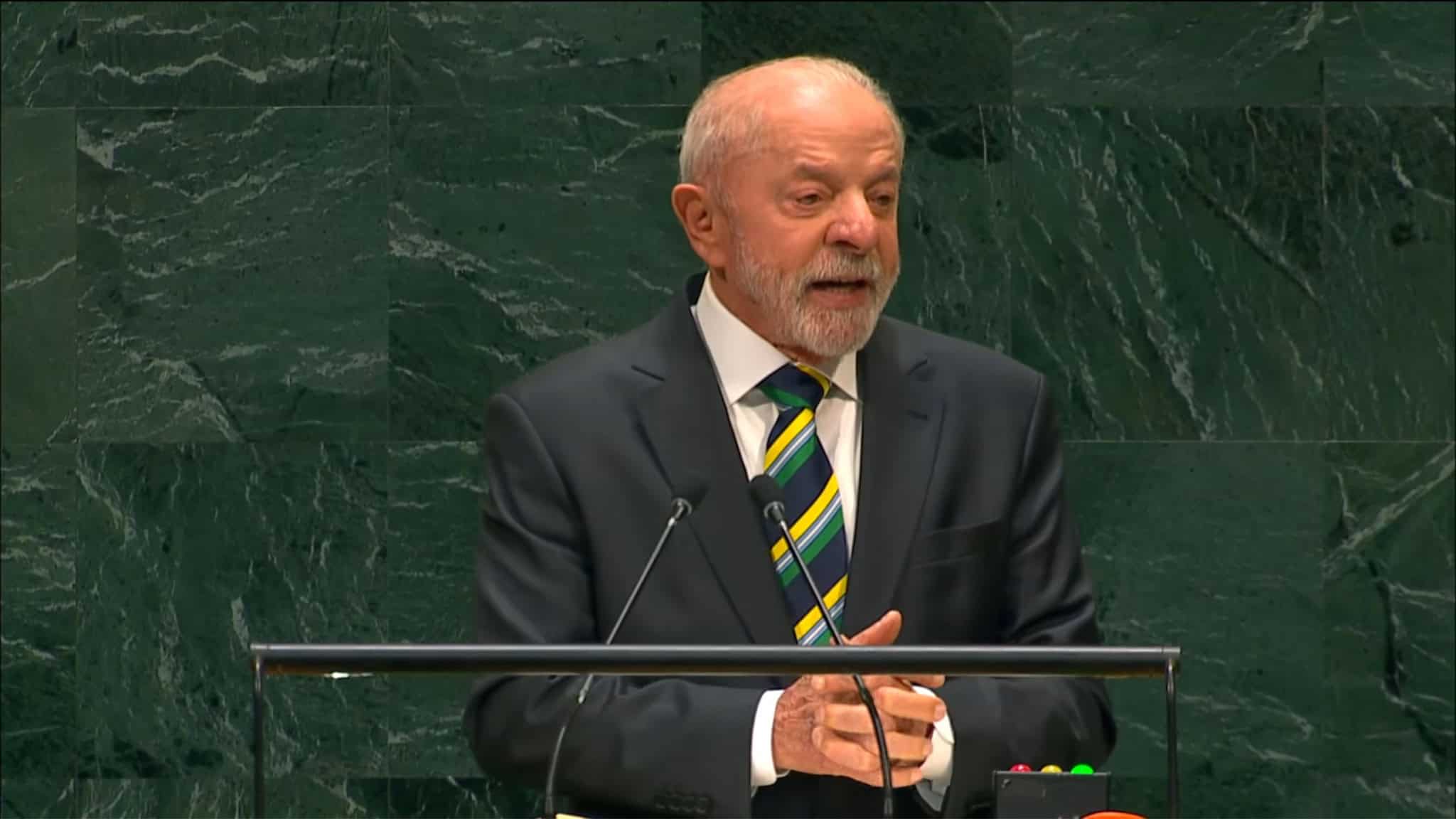 Luiz Inácio Lula da Silva durante discurso na Assembleia Geral da ONU