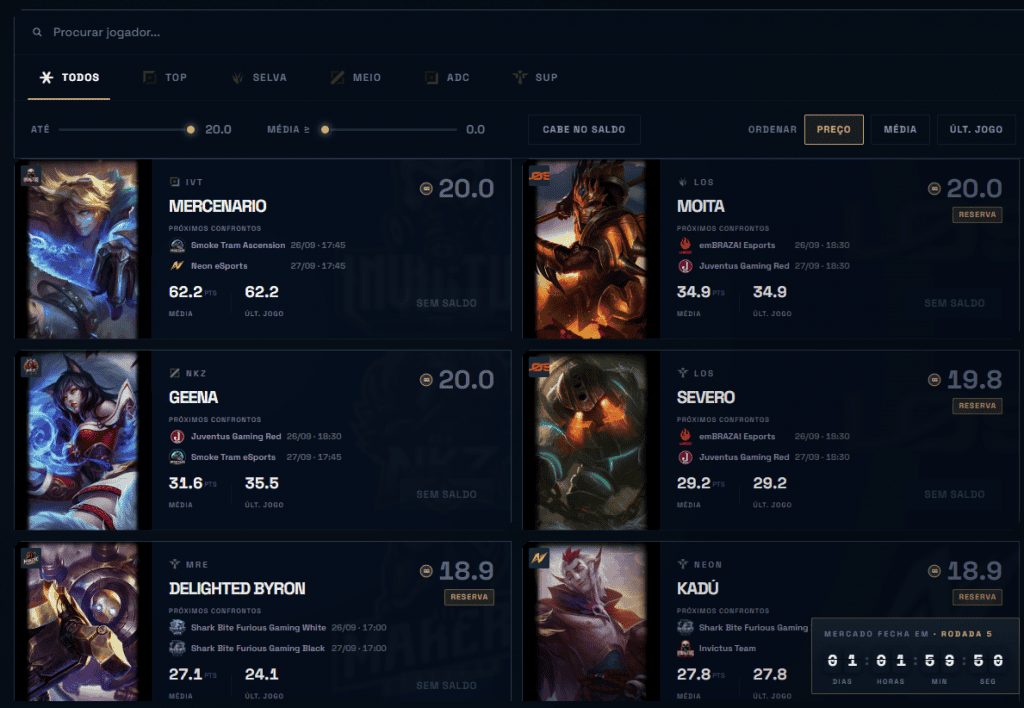 Fantasy GG chega em outubro: entenda como montar seu time no CELOL A e na VPL A
