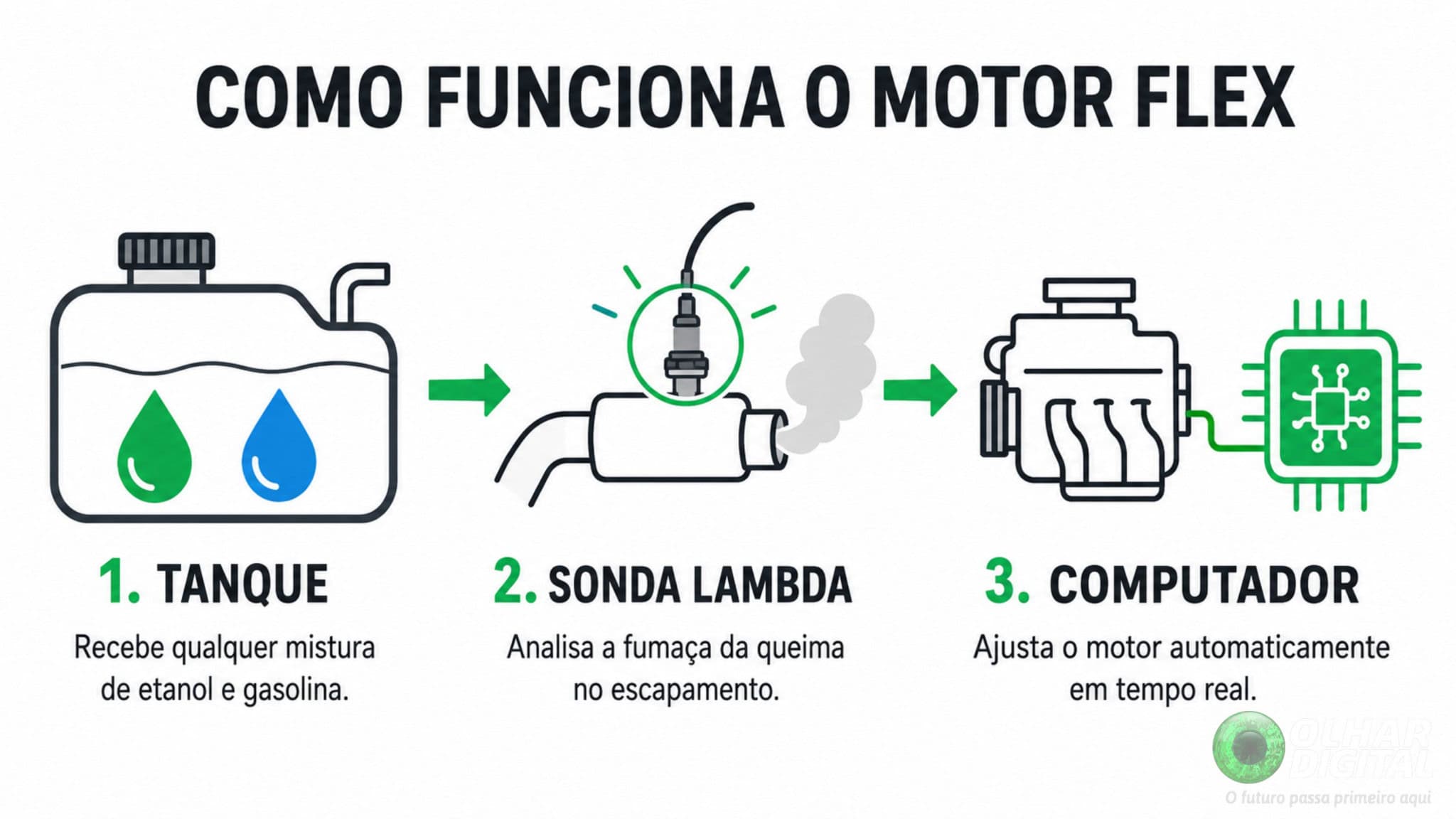 Infográfico sobre como funciona o motor flex