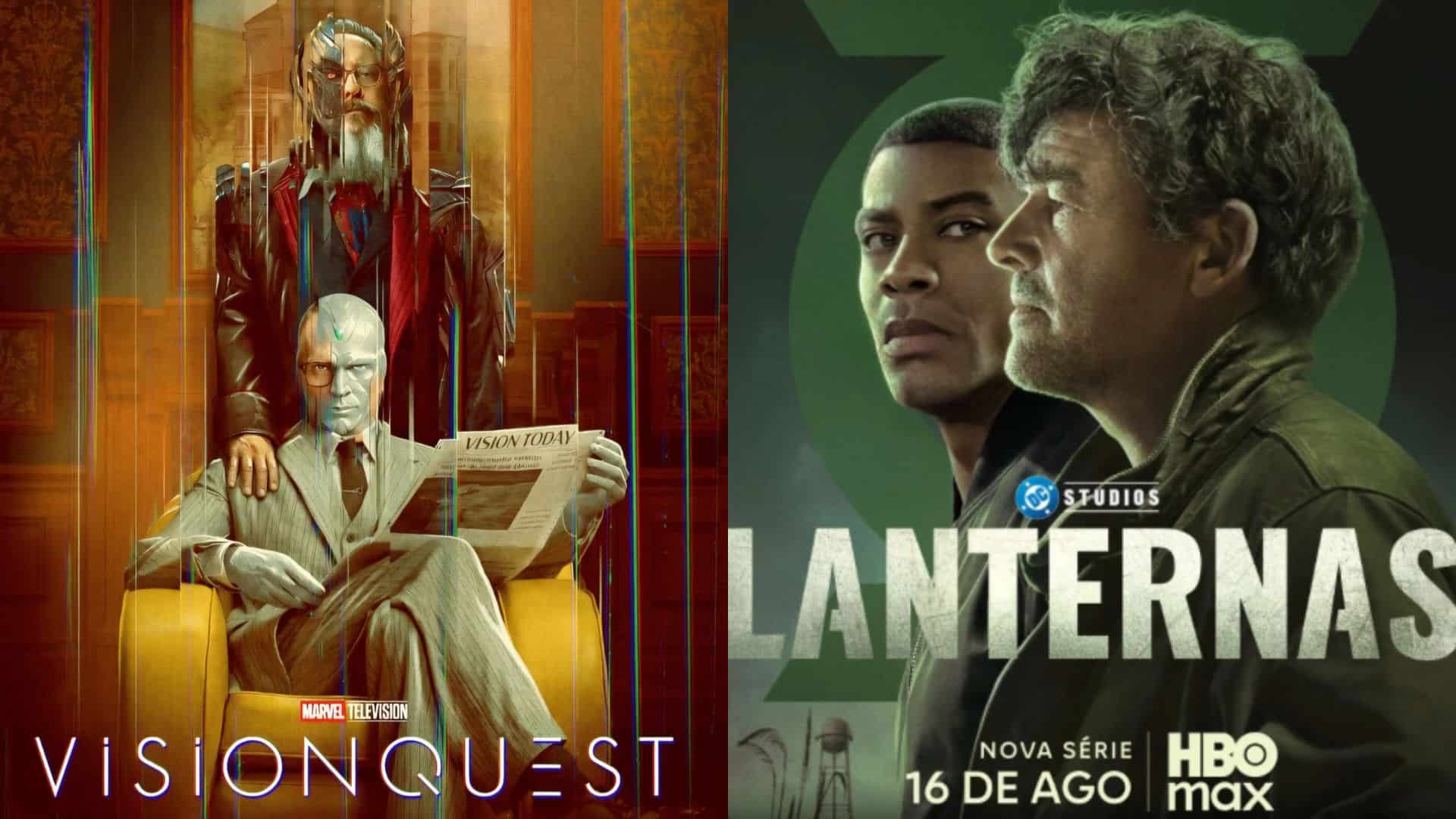 Montagem com pôsteres das séries VisionQuest e Lanternas