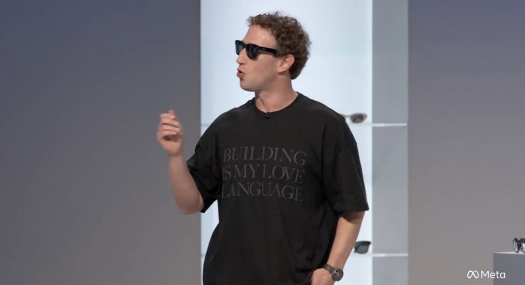 Mark Zuckerberg utilizando os novos óculos da Meta