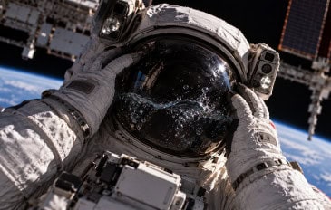 Imagem meramente ilustrativa, sem qualquer compromisso com a realidade dos fatos, representando o episódio em que um vazamento de água foi detectado no capacete de um astronauta na Estação Espacial Internacional.