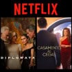 Montagem com pôsteres da séries A Diplomata e Casamento às Cegas, da Netflix