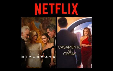 Montagem com pôsteres da séries A Diplomata e Casamento às Cegas, da Netflix