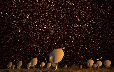 Telescópio MeerKAT, na África do Sul.