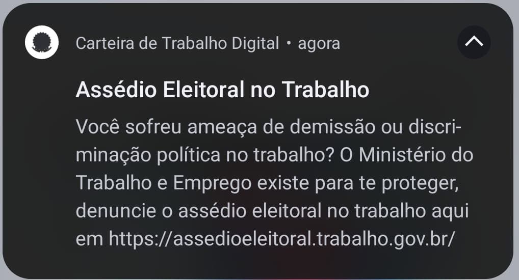 Ministério do Trabalho envia alerta contra assédio eleitoral