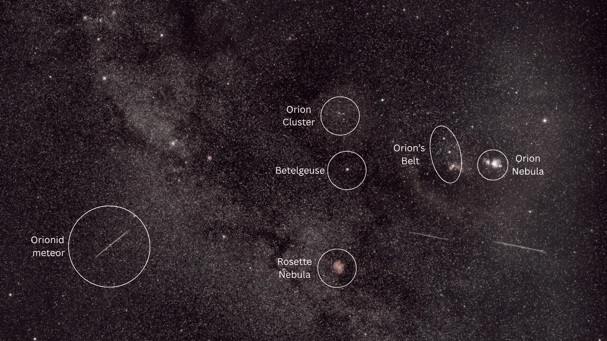 Foto impressionante registra meteoros do cometa Halley cruzando céu estrelado