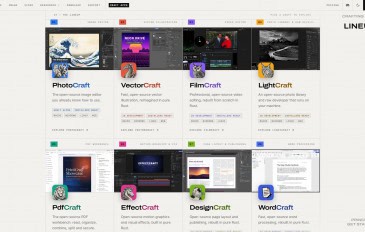 Página do ArtCraft exibe aplicativos de código aberto, incluindo PhotoCraft, VectorCraft, FilmCraft, LightCraft, PdfCraft, EffectCraft, DesignCraft e WordCraft.