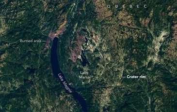 Mapa mostrando uma cratera em volta do Lago Marsal