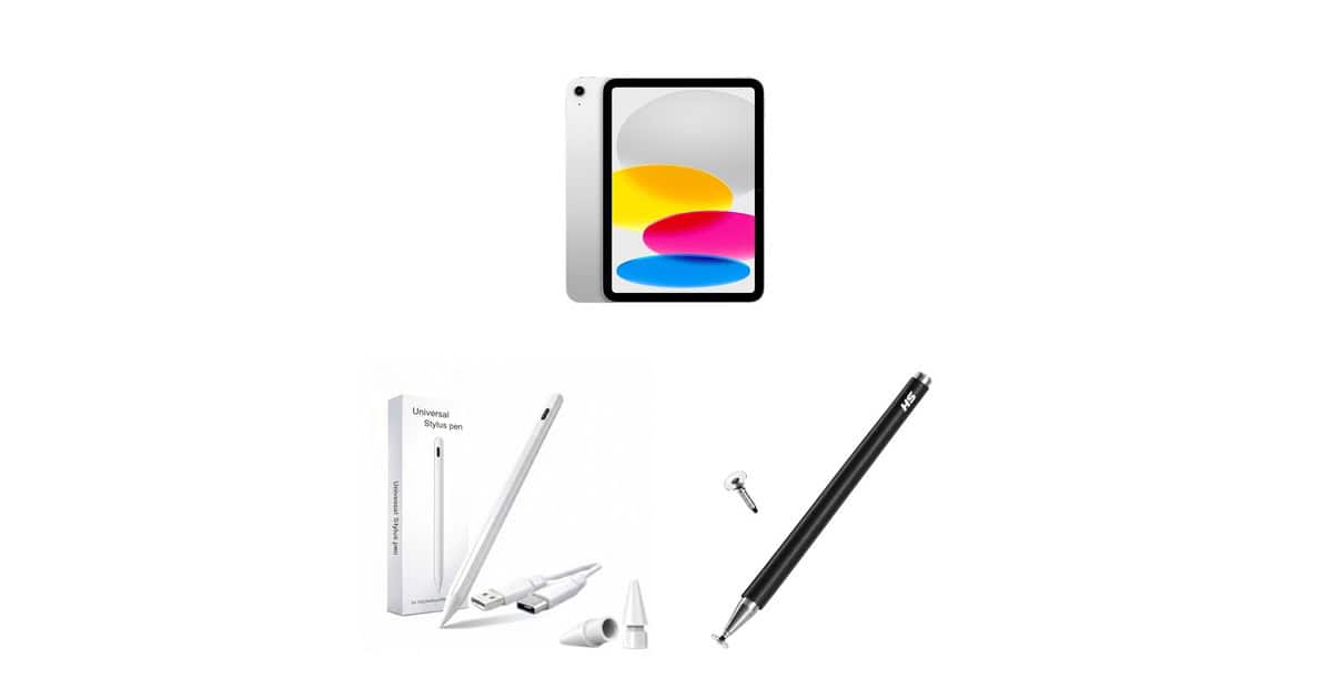 Oferta de iPad, caneta stylus e acessórios para setup mobile