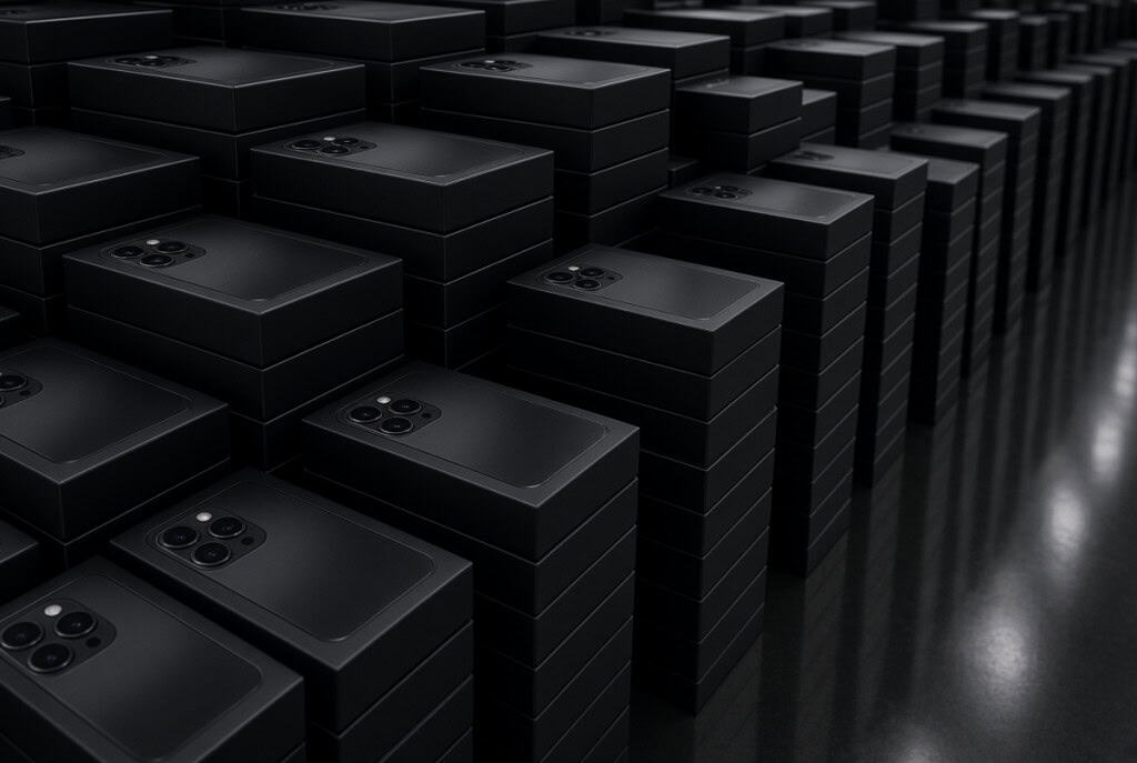 No simulador, 833 mil iPhones de US$ 1.200 cada representam cerca de US$ 1 bilhão. – Imagem criada por inteligência artificial: Grok/Olhar Digital