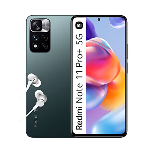 Xiaomi Redmi Note 11 Pro+ Plus 5G + 4G Versão Global 256GB + 8GB Desbloqueado 6.67 108MP Night Mode (Apenas Tmobile/Metro/Mint USA Market) + (w/Fast Car Charger 51w Bundle) (Forest Green)
