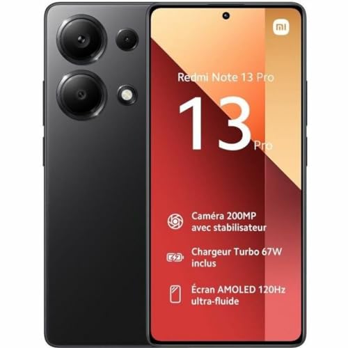 Smartphone Xiaomi Redmi Note 13 Pro 4G 12+512GB, MediaTek, Helio G99-Ultra, Câmera 200MP OIS, Carregamento Turbo 67W, Tela AMOLED 6.67 ", NFC, Versão Global (Black)