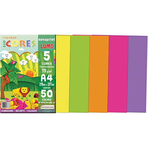 Imagem do produto Bloco Criativo A4, Novaprint, Lumi, PCL000021, 210x297mm, 5 Cores Fluorescentes, 50 Folhas