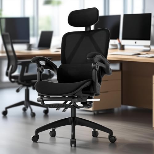 Imagem do produto Cadeira de escritório ergonômica reclinável até 145° com apoio para os pés, almofada de ar, cabide e apoio de cabeça ajustável – Gamer e home office (Preto)