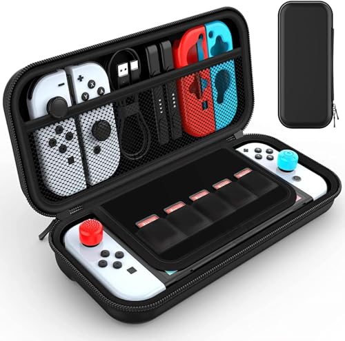 Imagem do produto Case Para Nintendo Switch Oled. Capa Protetora com 6 Compartimentos Bolsa Perfeita Para Viagens Estojo Bag de Proteção e Acessórios. Bolsa de transporte resistente a respingos e quedas. Natureasy