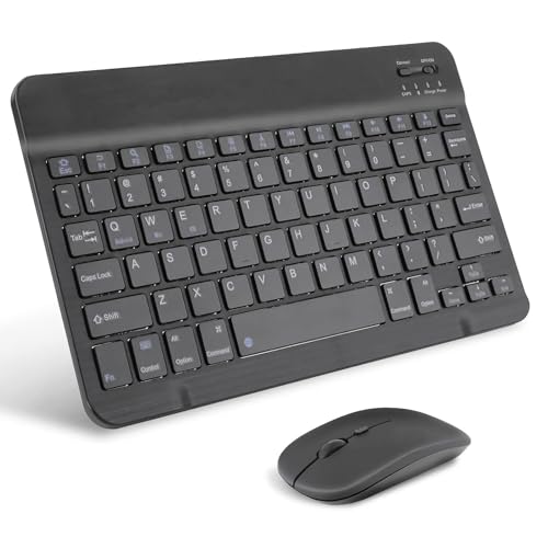 Imagem do produto Combo Teclado e Mouse Bluetooth Sem Fio, Ultrafino e Recarregável - Compatível com Tablets Android, iPhone, iPad, Windows Surface e Mais (Preto)
