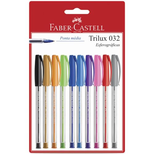 Imagem do produto Caneta Esferográfica Colorida, Faber-Castell, Trilux Colors, SM/032ESC10, 10 Cores