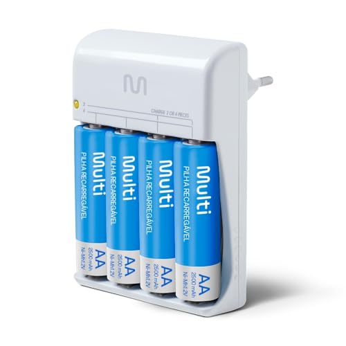Imagem do produto Carregador De Pilhas Multilaser AA/AAA + 4 Pilhas Aa 2500Mah - CB054