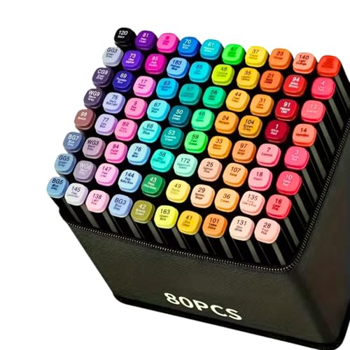 Imagem do produto Conjunto de Canetas Marcador Permanente Canetinhas para Colorir Touch com Ponta Dupla para Desenhos Profissional e Escolar com Duas Pontas Hidrográficas com Estojo para Transporte Brashopmall® (80)
