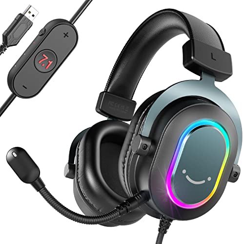 Imagem do produto FIFINE Fone de ouvido jogos para PC - fones de ouvido USB com fio e microfone para computador com som surround 7.1 para PS4/PS5 no laptop/streaming, com modo EQ, RGB, almofadas macias - AmpliGame H6