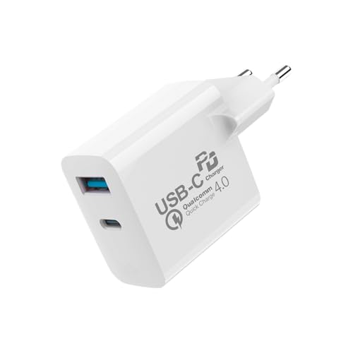 Imagem do produto Gshield Carregador de Parede Universal Turbo Power Delivery QC 4.0 Carregamento Ultra Rápido com 1 Saída Tipo C + 1 USB A, Certificado Anatel, Branco (33W)