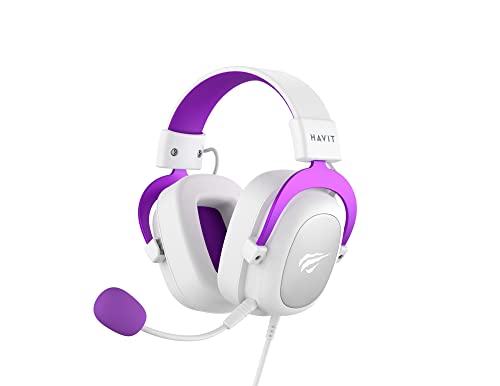 Imagem do produto Headset Fone de Ouvido Havit HV-H2002d Purple, Gamer, com Microfone, Falante 53mm, Plug 3, 5mm: compatível com XBOX ONE e PS4, HAVIT, HV-H2002d Cor Roxo e Branco