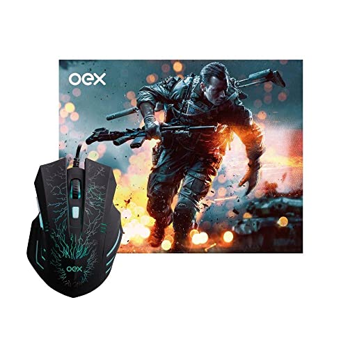 Imagem do produto Kit Mouse E Mousepad Stage 6 Botoes Led OEX Game MC101 Preto