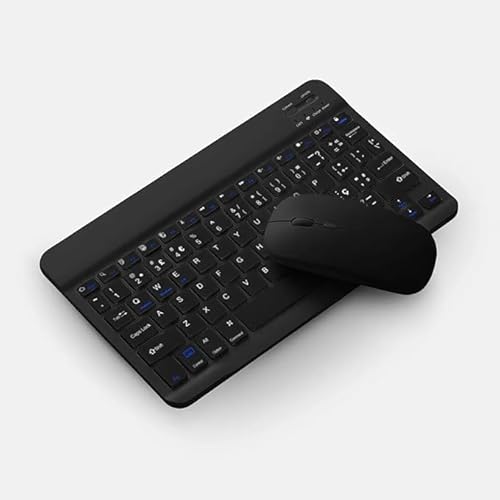 Imagem do produto Kit Teclado E Mouse Sem Fio Bluetooth Colorido Compatível Tablet, Pc, iPad. Bateria interna recarregável. Ótima autonomia Padrão Abnt. (Preto)