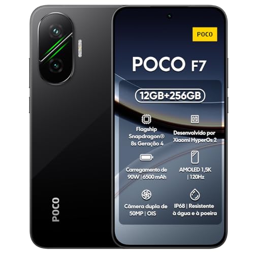 POCO F7 256GB ROM Smartphone Pantalla Flow AMOLED WQHD+ de 120Hz de 6.83" Snapdragon 8s Gen 4, 50MP Bateria 6500mAh IP68 (BLACK, 12+256GB)