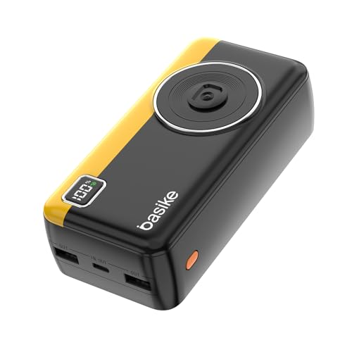 Imagem do produto Power Bank 30000mAh, Basike Carregador Portátil 2 Saídas USB-A(até 22.5W) + Tipo-C(até 22.5W) com Cabo, Carregamento Rápido, Led Indicador de Bateria Proteção Inteligente (Preto)