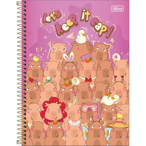 Imagem do produto Tilibra - Caderno Espiral Capa Dura Universitário 1 Matéria Capyclub 80 Folhas - Capa Roxa - Lets Keep It Capy