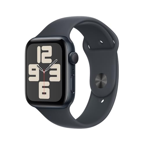 Imagem do produto Apple Watch SE GPS • Caixa meia-noite de alumínio – 44 mm • Pulseira esportiva meia-noite – P/M