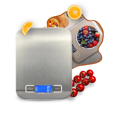 Imagem do produto Balança Cozinha Digital Precisão 10kg em Inox - Balança De Alimentos Para Cozinha, Balança Digital De Precisão, Ideal Para Pesagem De Comida E Ingredientes