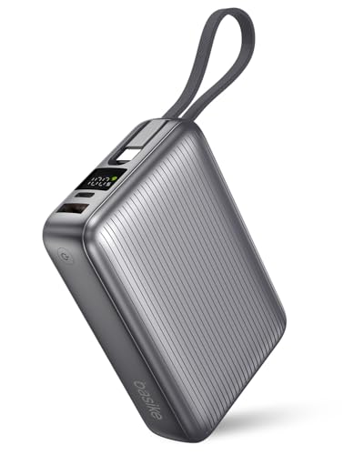 Imagem do produto Basike Power Bank, Carregador Portátil 20000mAh 45W, 3-Saídas com Cabo USB-C Integrado, Bateria Externa de Carregamento Rápido PPS/PD/QC para iPhone Séries 16/15/14/13, Samsung S25/24/23/22/21 (Cinza)