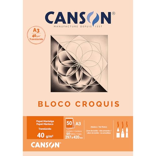 Imagem do produto Bloco Croquis Manteiga A3 40g/m², Canson, 66667047, 50 Folhas
