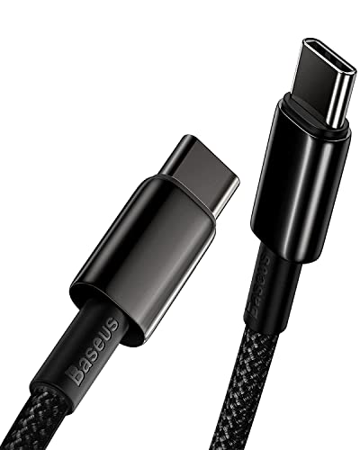 Imagem do produto Cabo USB-C Baseus 100 W PD 5A, carregamento rápido USB C para USB C 4.0, cabo de dados trançado de nylon de liga de zinco para Samsung S21, S20+, S10, Note 10, iPad Pro, MacBook Pro, Google Pixel e outros (1 m)