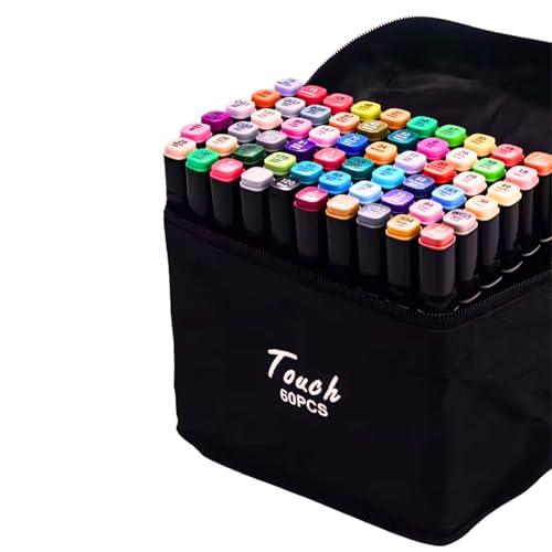 Imagem do produto Conjunto de Canetas Marcador Permanente Canetinhas para Colorir Touch com Ponta Dupla para Desenhos Profissional e Escolar com Duas Pontas Hidrográficas com Estojo para Transporte Brashopmall® (60)