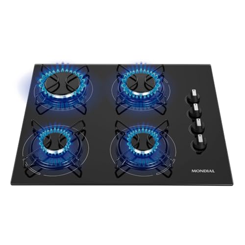 Imagem do produto Cooktop a Gás, 4 Bocas, Mondial, Preto/Inox, Bivolt - CTG-01