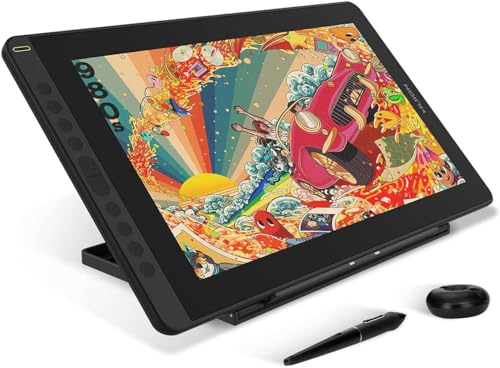 Imagem do produto HUION Mesa digitalizadora Kamvas 16 com tela totalmente laminada, com Stylus sem bateria, suporte ajustável com 10 teclas de atalho ajustável, tela de caneta de 15,6 polegadas