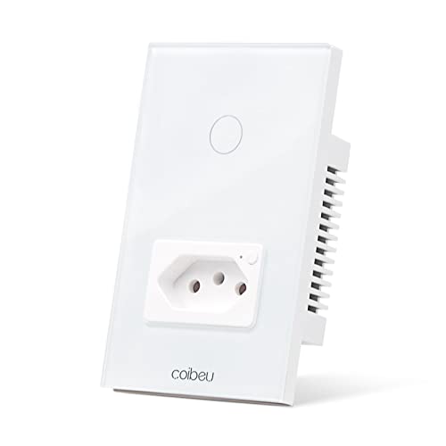 Imagem do produto Interruptor Inteligente WiFi com Tomada, Interruptor Smart Sem Fio Doméstico Multifuncional, Controle Remoto de Eletrodomésticos Por Celulares, Branco, 1Botao, com neutro, 16A