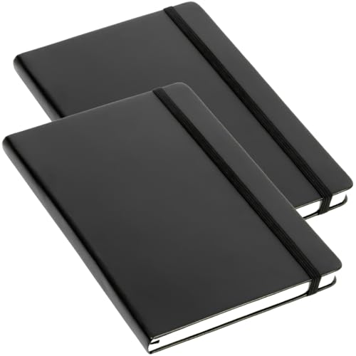 Imagem do produto Kit 2 Caderneta Para Anotações Capa Dura Moleskine Pautada ou Sem Pauta com Elastico A5 80 Folhas Marca CALMFY (Pautada)